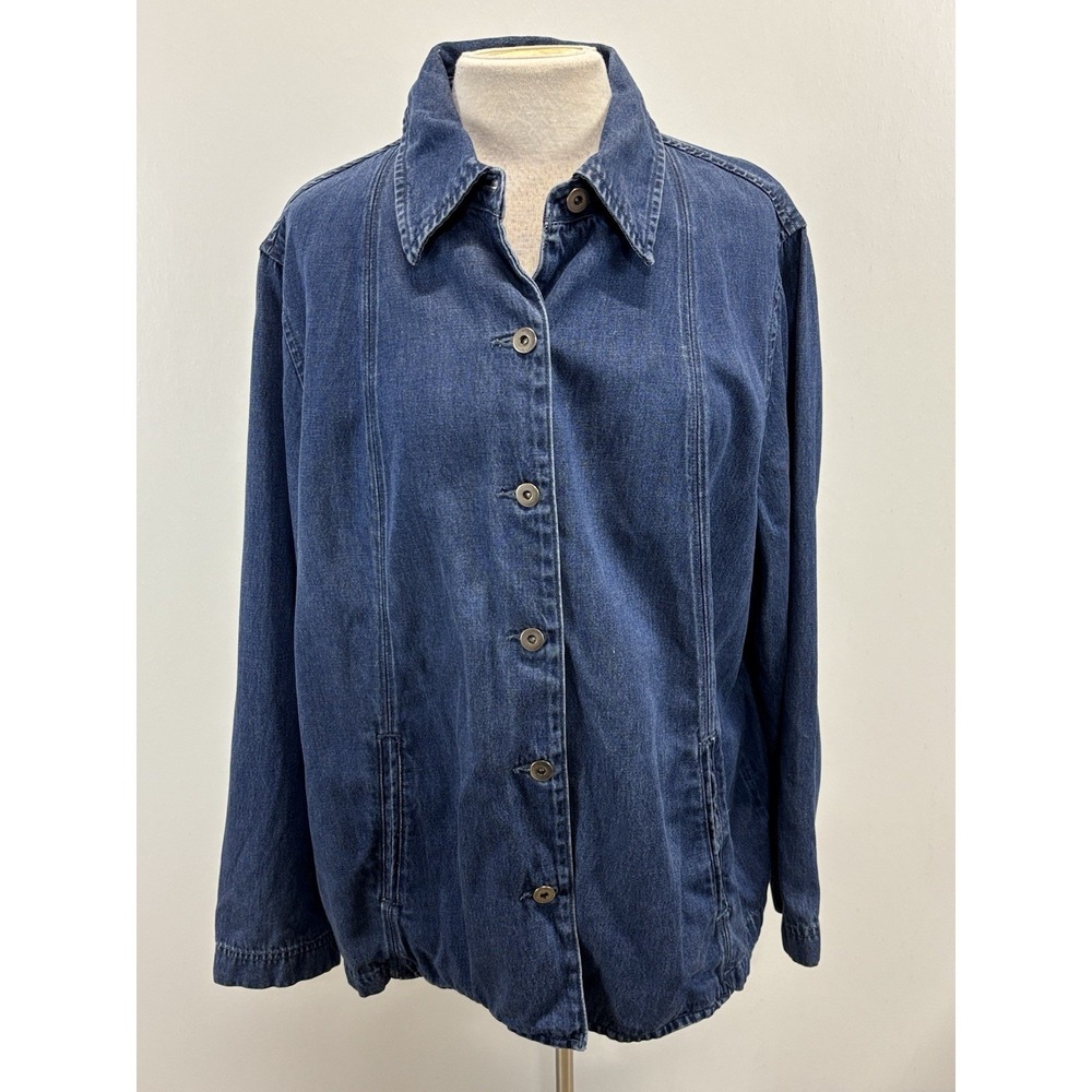 Coldwater Creek Denim Chambray Jacket Women's 2X Plus Blue Button Up Shacket
